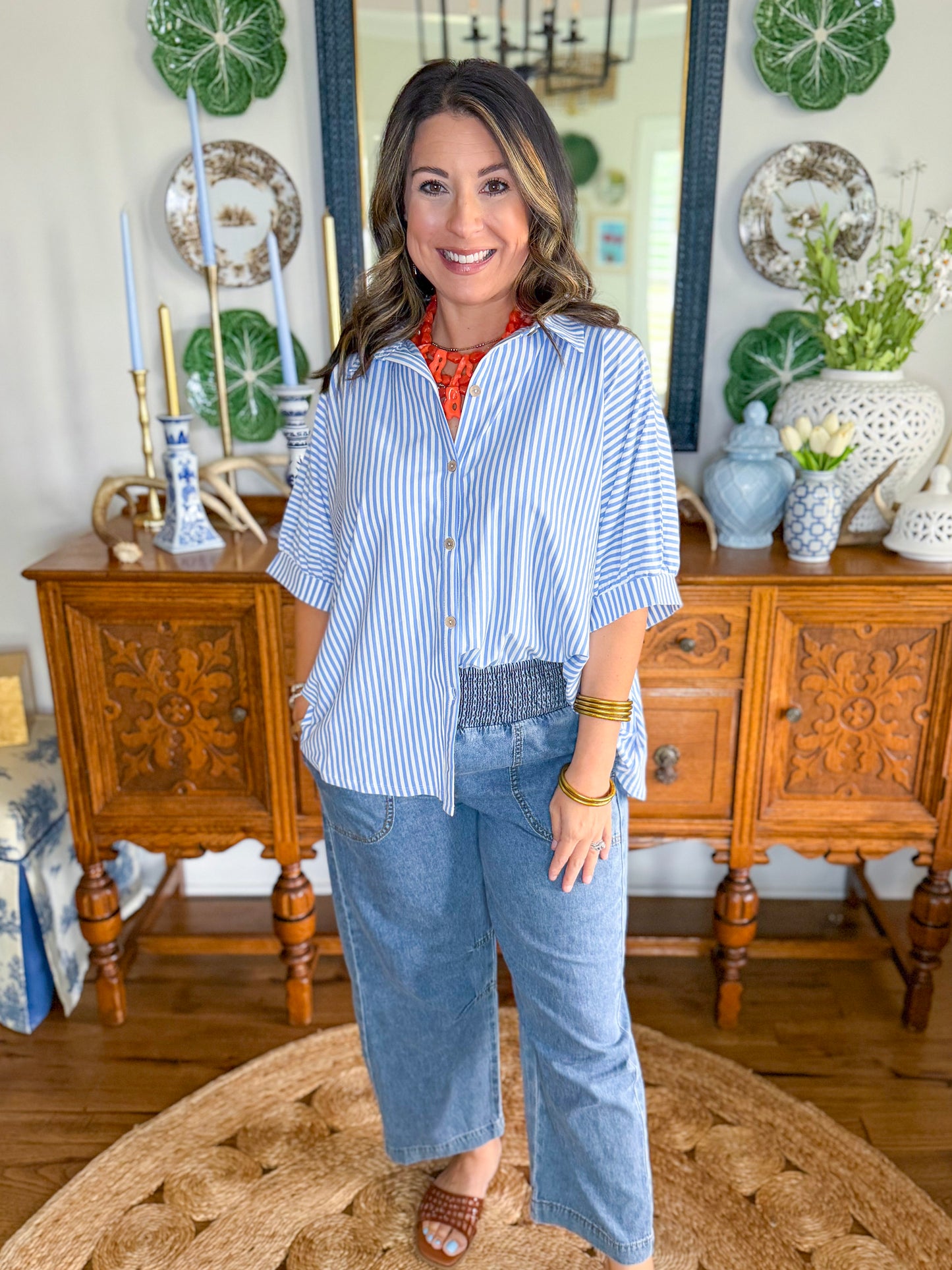 The Easy Escape Stripe Top in Blue