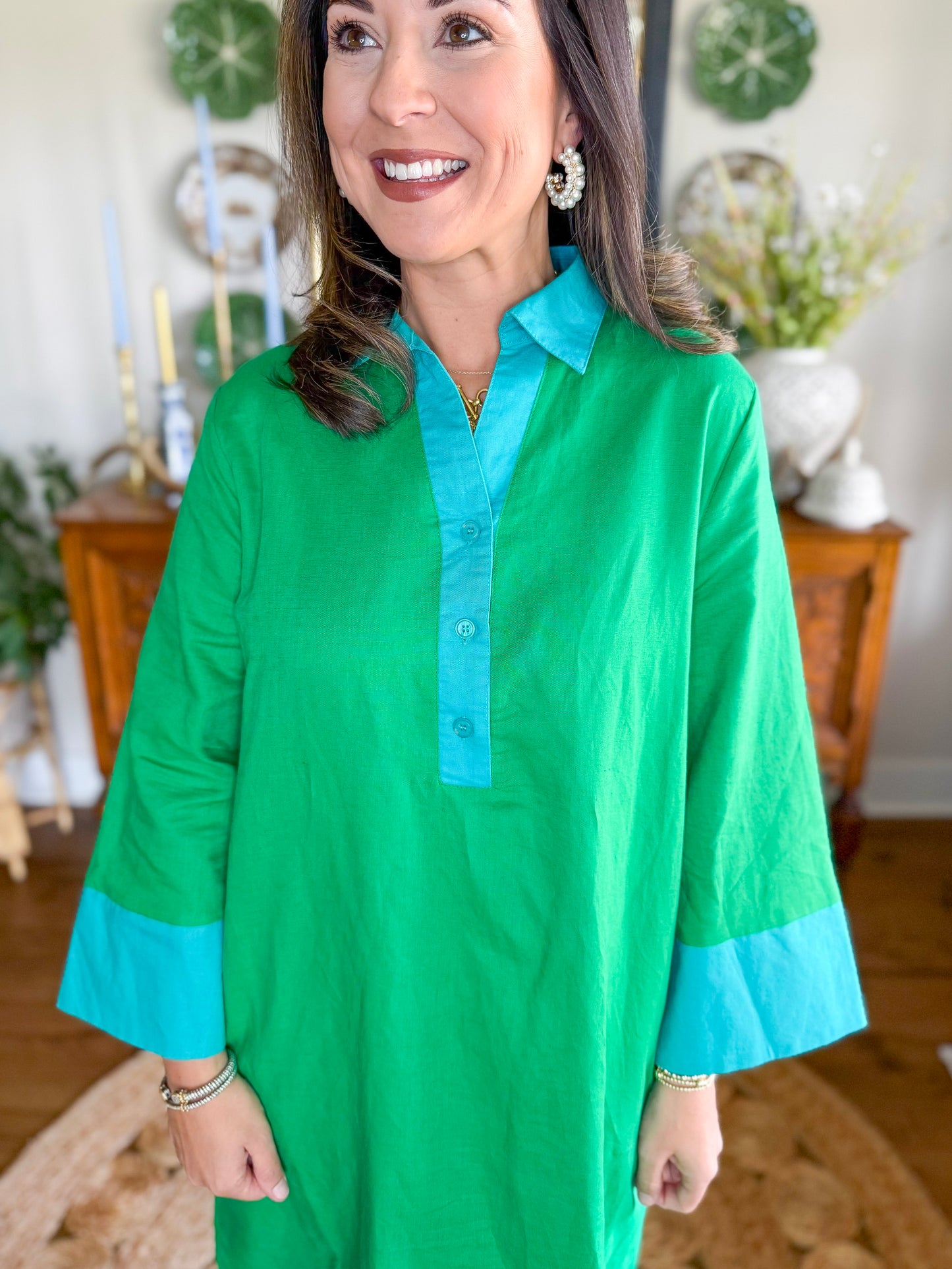 Caryn Lawn I Carrie Caftan Dress in Green