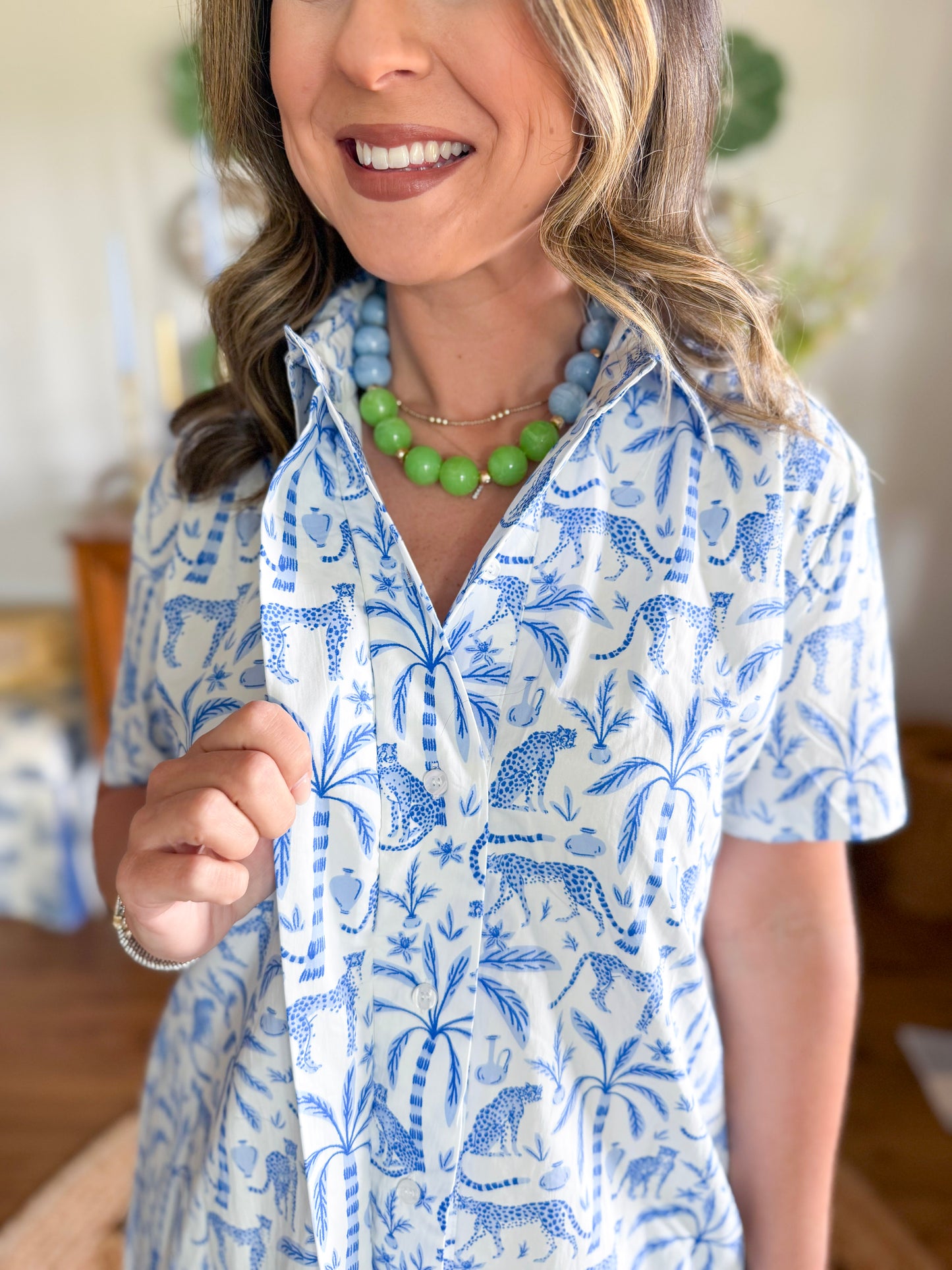 Caryn Lawn | The Millie Jungle Dress in Blue