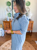 Adrienne | Nina Midi Dress in Navy Seersucker