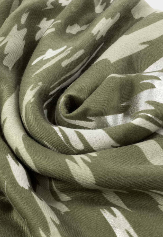 Katie Loxton | Printed Foil Scarf in Olive