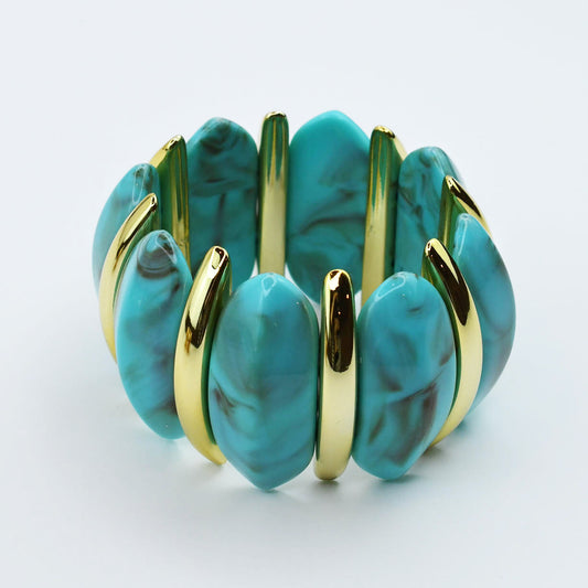 Chunk It Up Stretch Bracelet in Turquoise