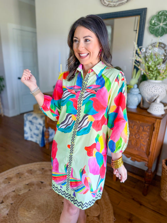 Ava Shift Dress in Lemon Pops