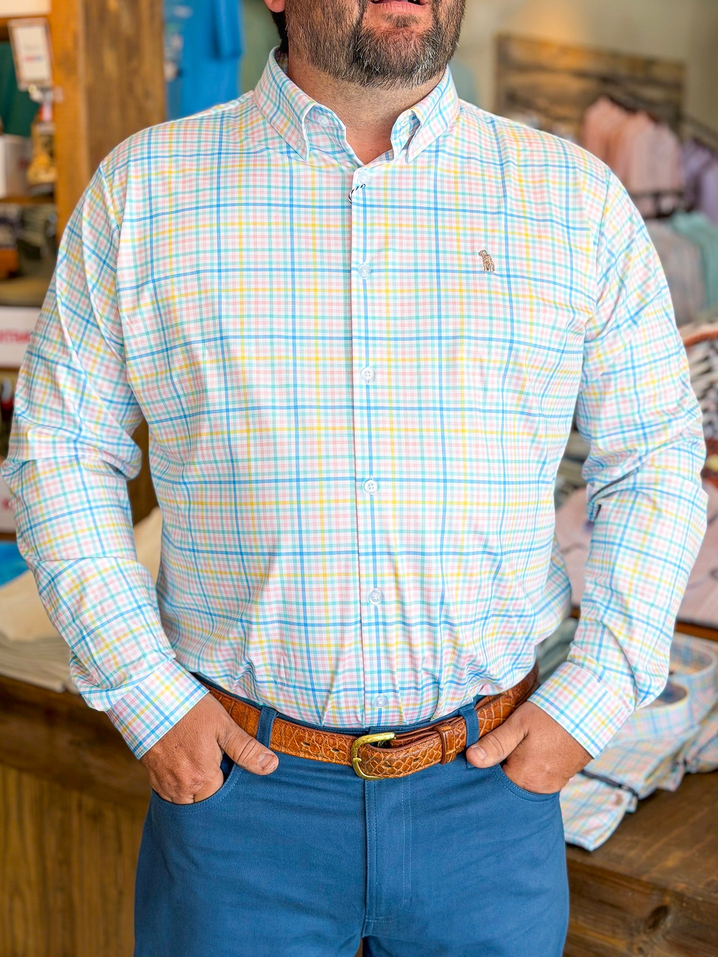 Southern Casanova | Performance Button Down in Sun Chaser Check