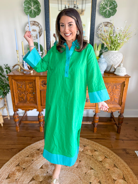 Caryn Lawn I Carrie Caftan Dress in Green
