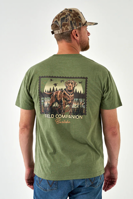 Burlebo Short Sleeve Tee - Duck Dog Stamp - Heather Olive