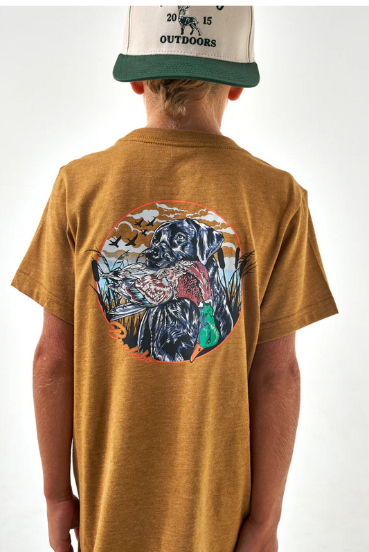 Burlebo Youth - Short Sleeve Tee - Duck And Dog - Light Brown