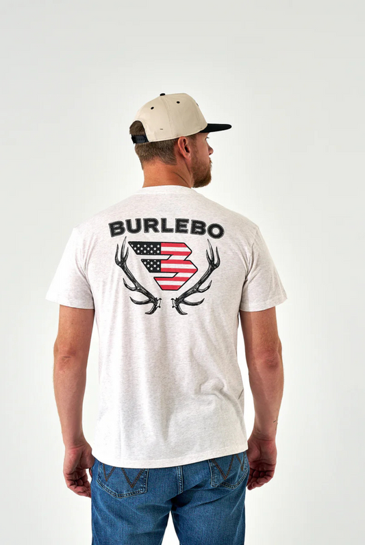 Burlebo Short Sleeve Tee - Elk Horn Logo - Oatmeal