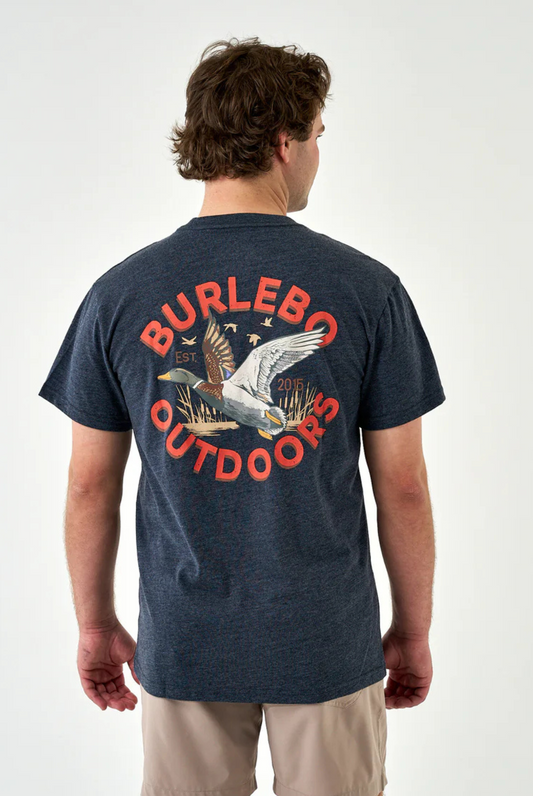 Burlebo Short Sleeve Tee - Old School Duck Hunt - Heather Navy