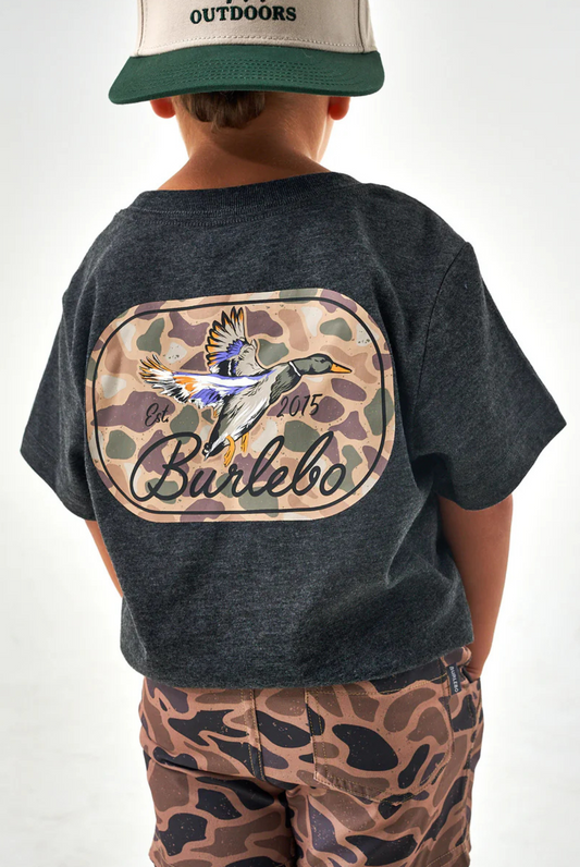 Burlebo Youth - Short Sleeve Tee - Ducks Flying In - Heather Black