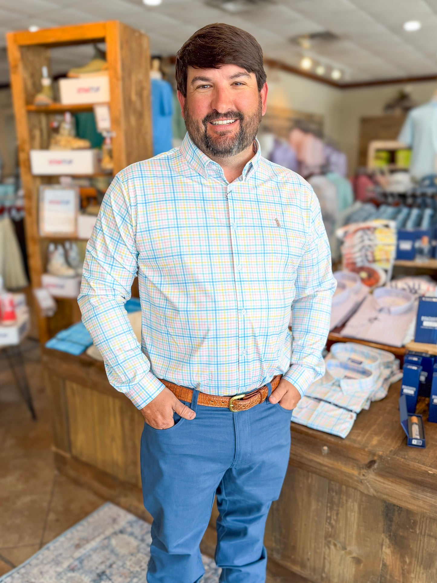 Southern Casanova | Performance Button Down in Sun Chaser Check