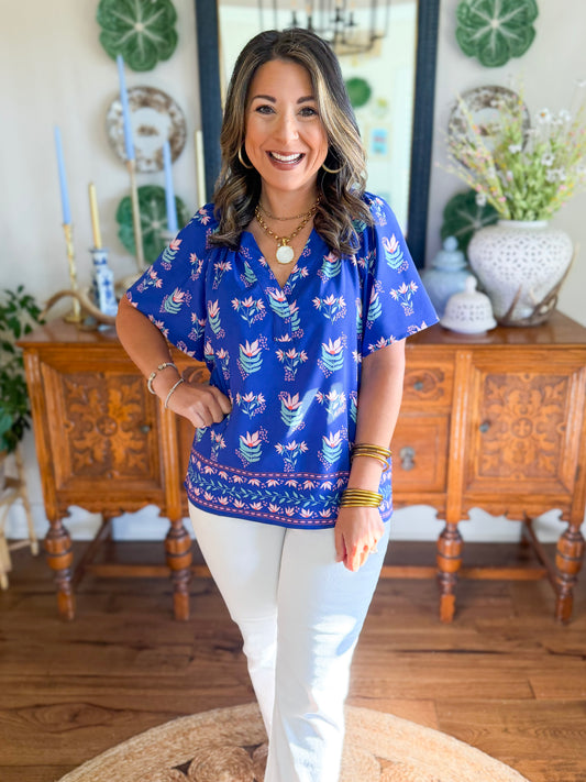 Mary Square | Lori Top in Petal Keepsake Blue