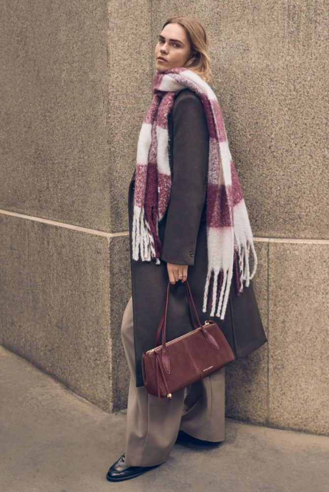 Katie Loxton | Recycled Tassel Scarf in Cherry