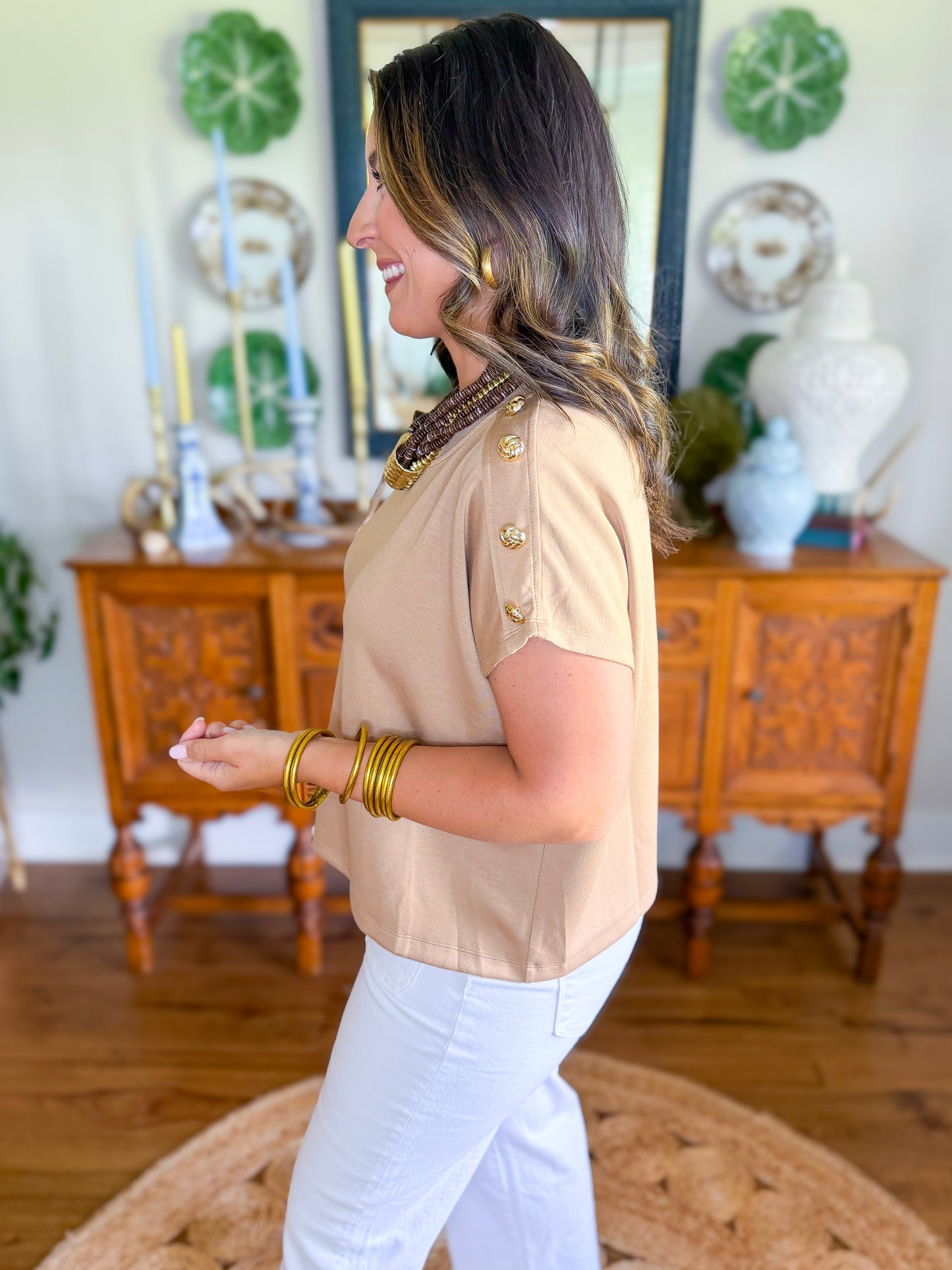 Golden Hour Button Top