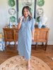 Adrienne | Nina Midi Dress in Navy Seersucker