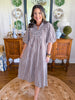 Cottage Gingham Midi Dress in Chocolate
