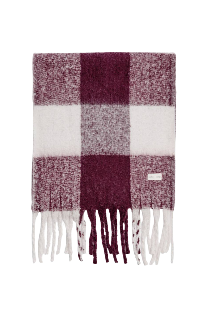 Katie Loxton | Recycled Tassel Scarf in Cherry