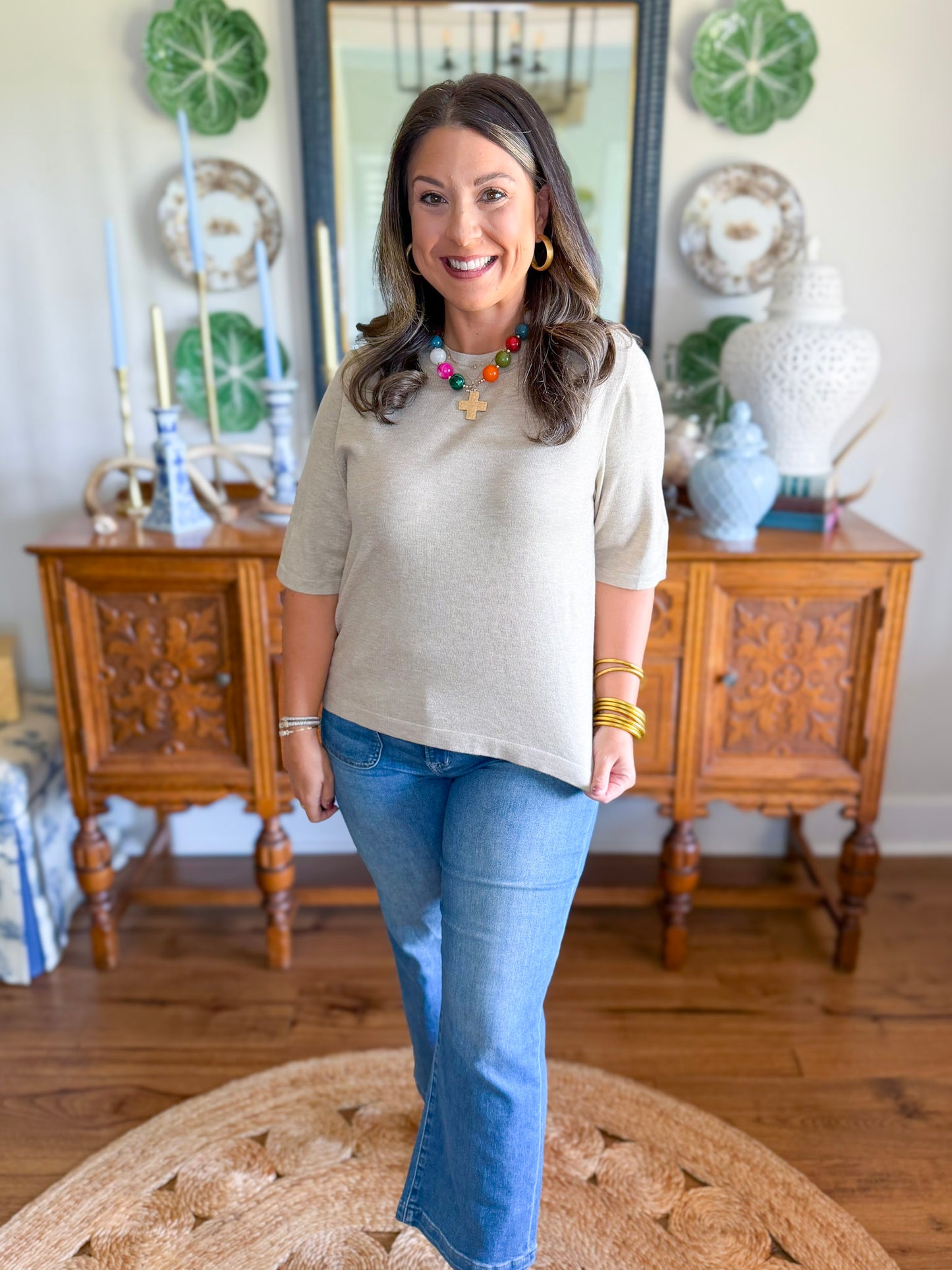 Signature Knit Top in Oatmeal
