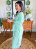 Caryn Lawn I Coco Palm Beach Dress in Green + Blue