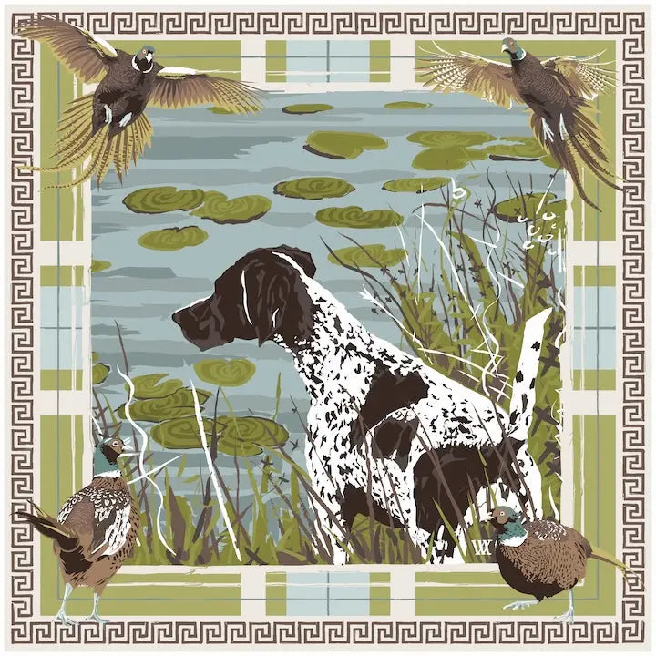 Austin Williams | Olive Pheasant Watch Silk Scarf