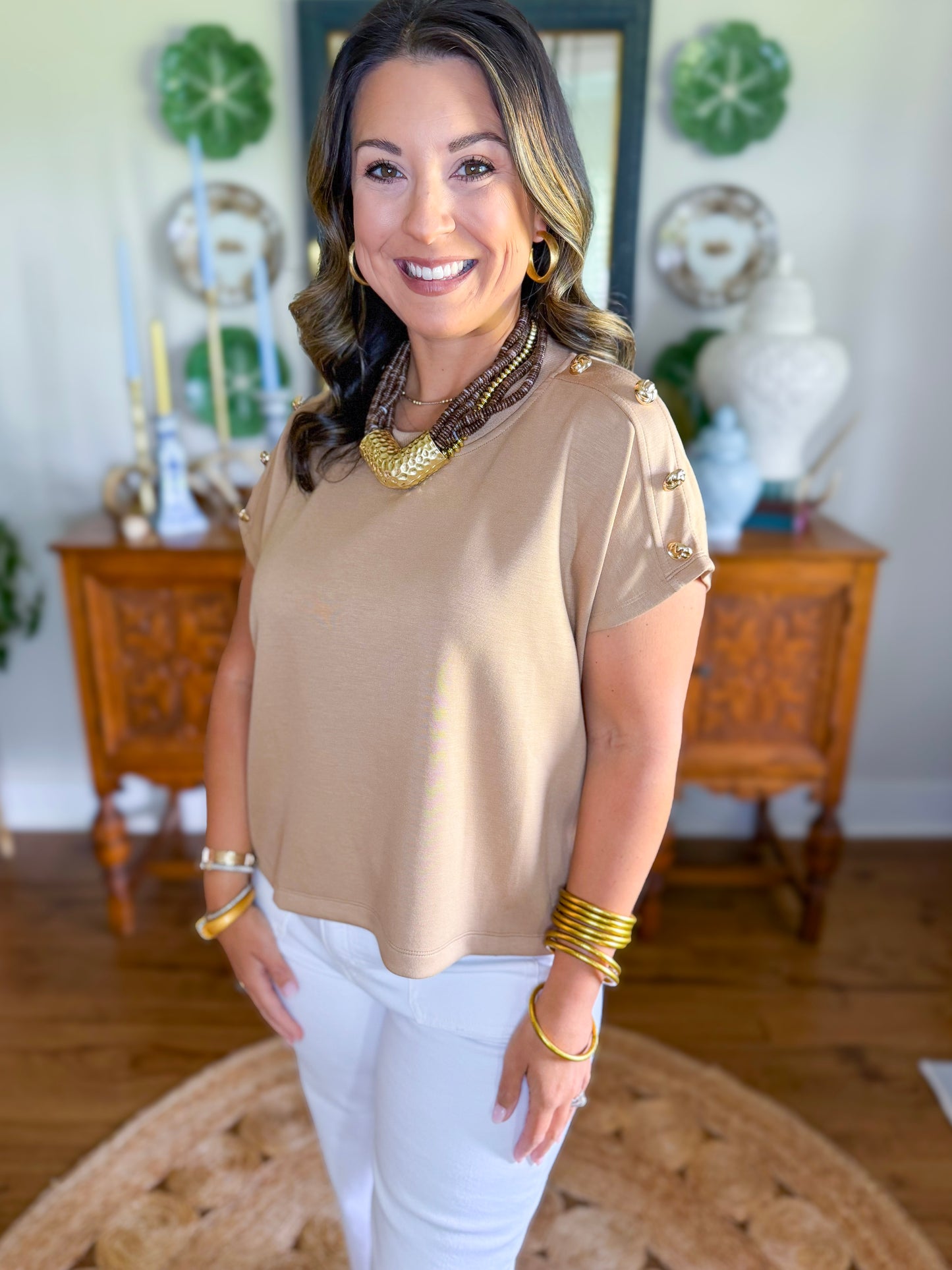 Golden Hour Button Top