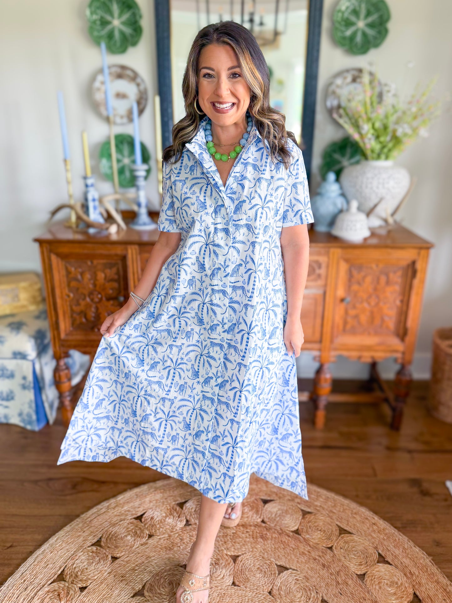 Caryn Lawn | The Millie Jungle Dress in Blue