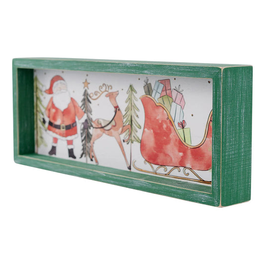 Santa Sleigh Scene Small Framed Board
