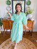 Caryn Lawn I Coco Palm Beach Dress in Green + Blue