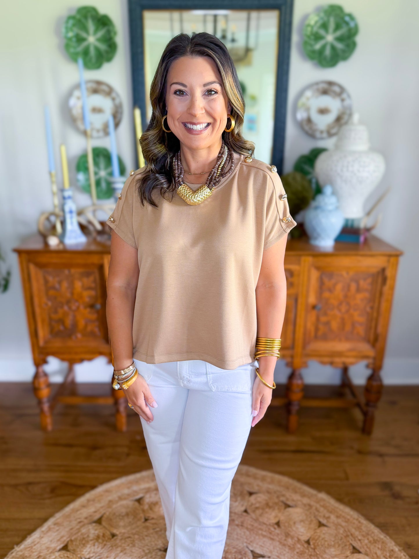 Golden Hour Button Top