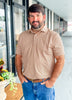 Southern Point Hinton Stripe Performance Polo in Adobe/Sandstone