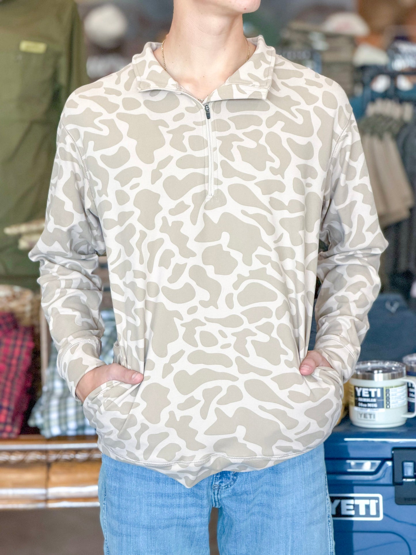 Southern Marsh | Aurora Comfort Pullover - Retro Camo in Burnt Taupe