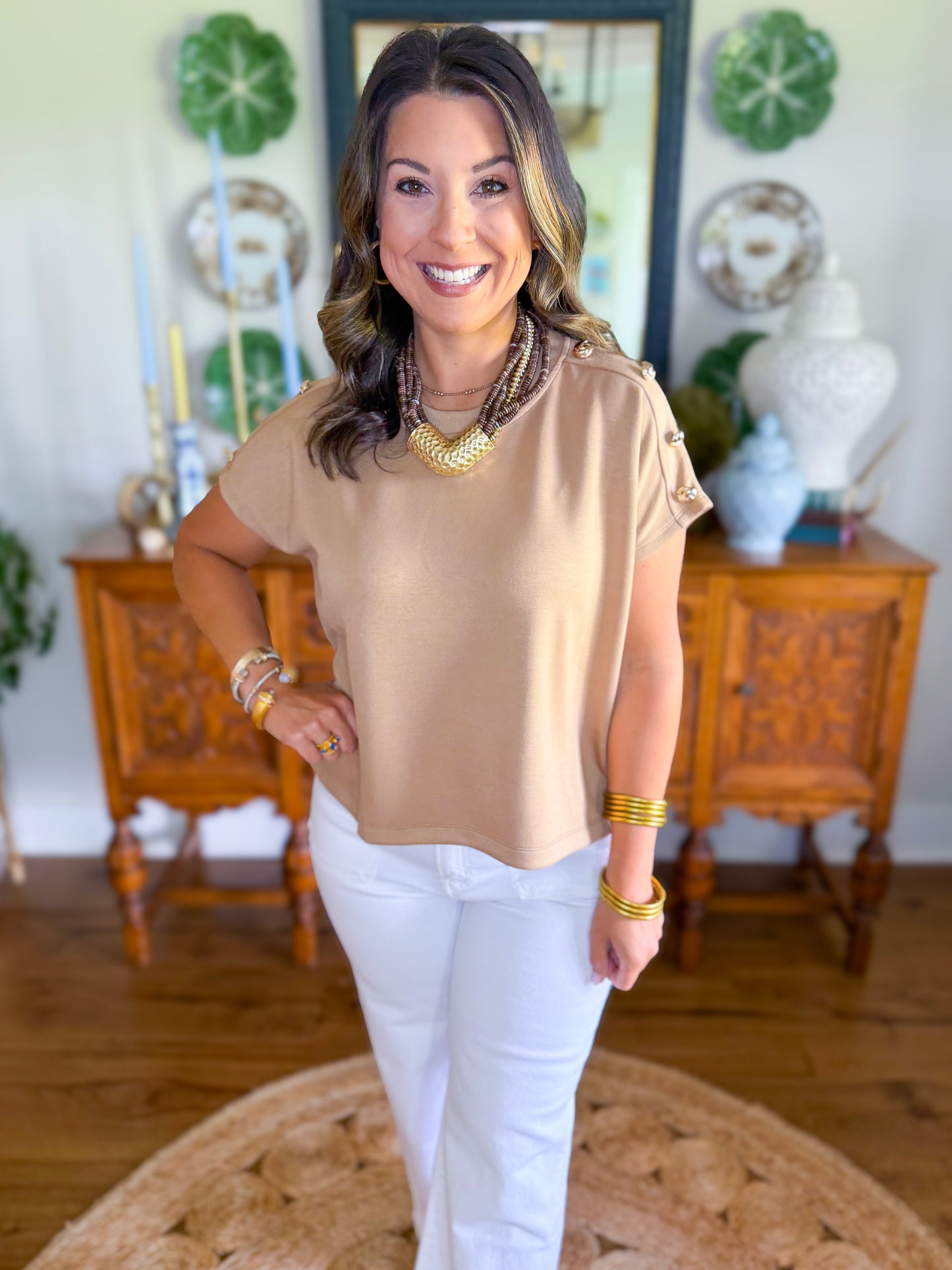 Golden Hour Button Top