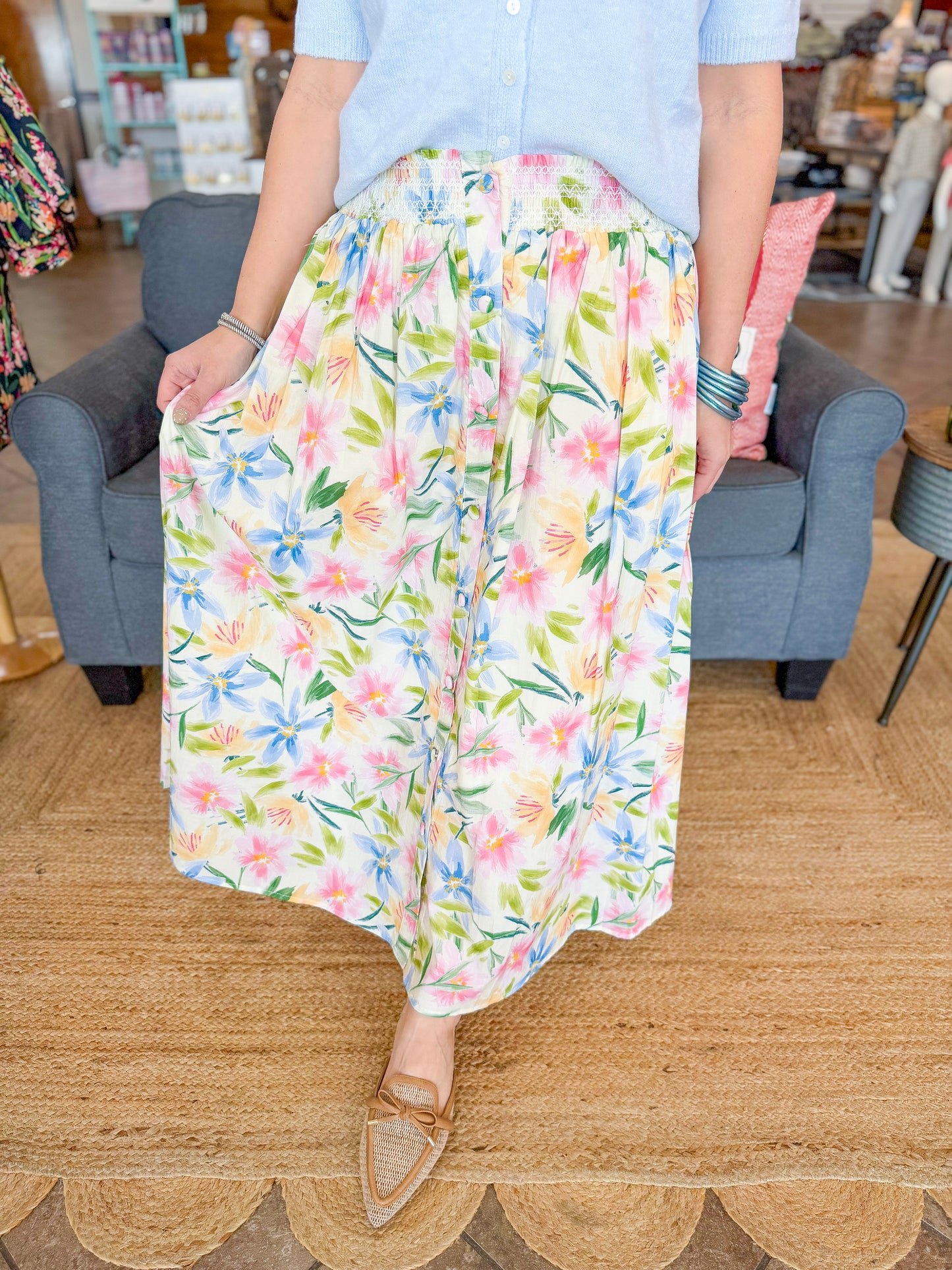 The Early Bloom Midi Skirt