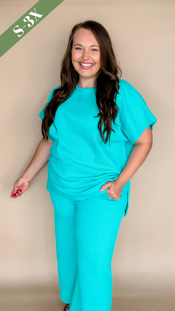 Elevated Comfort Pants Set in Turquoise