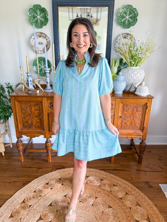 Mary Square I Nancy Dress in Garden Lace Blue