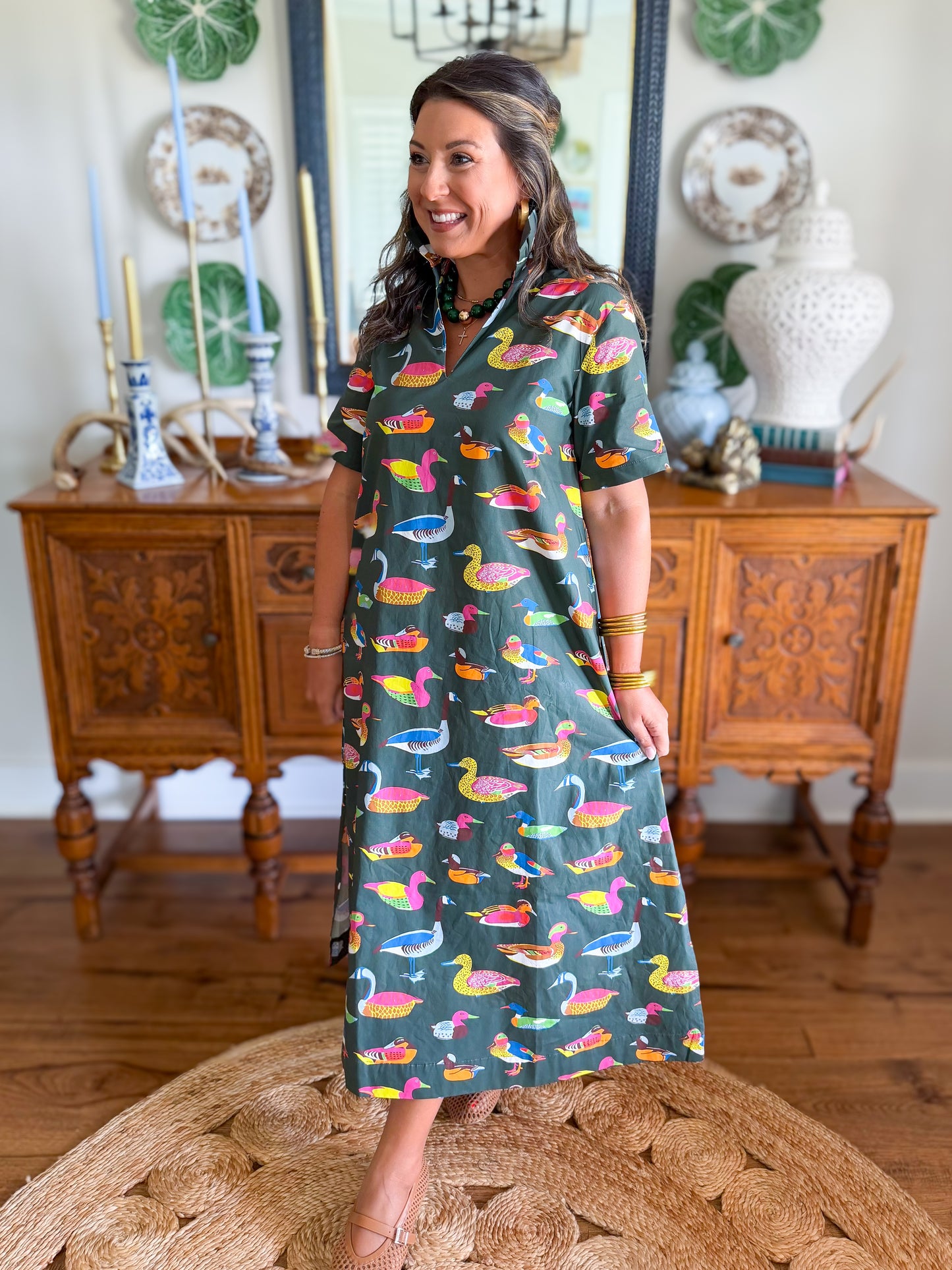 Caryn Lawn | Georgia Duck Dress in Green
