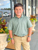 Southern Point Youth Pointer Pattern Performance Polo in Duck Green