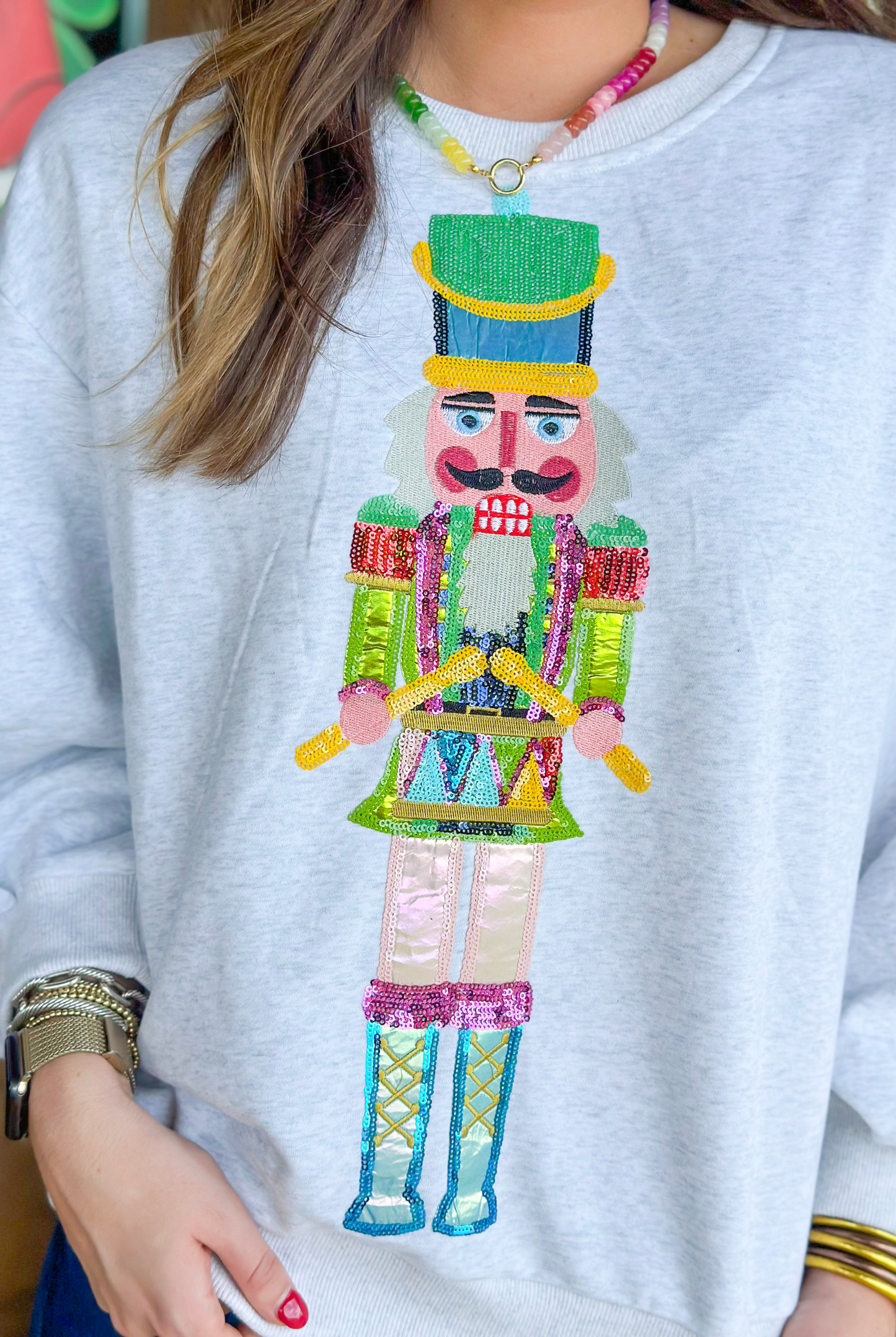 Queen of Sparkles Colorblock Drummer Nutcracker Sweatershirt