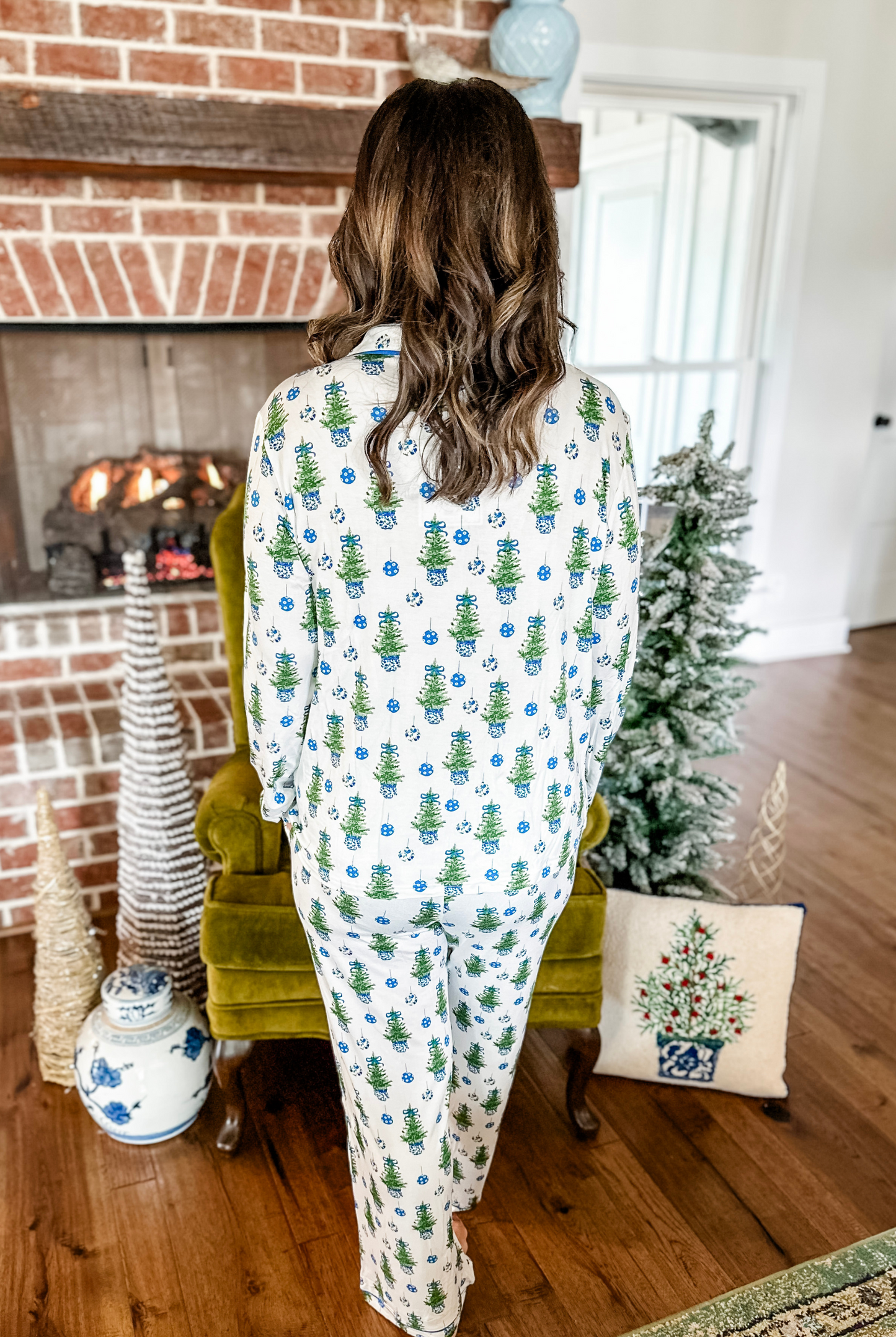 Charlotte Pajama Set in Fancy & Festive Blue