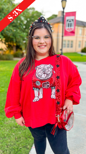 The UGA Sequin Pullover in Red