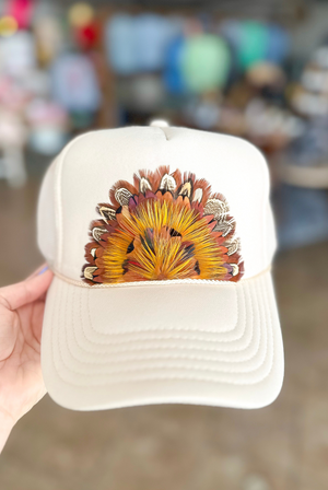 Ivory Feathered Trucker Hat - Madeline