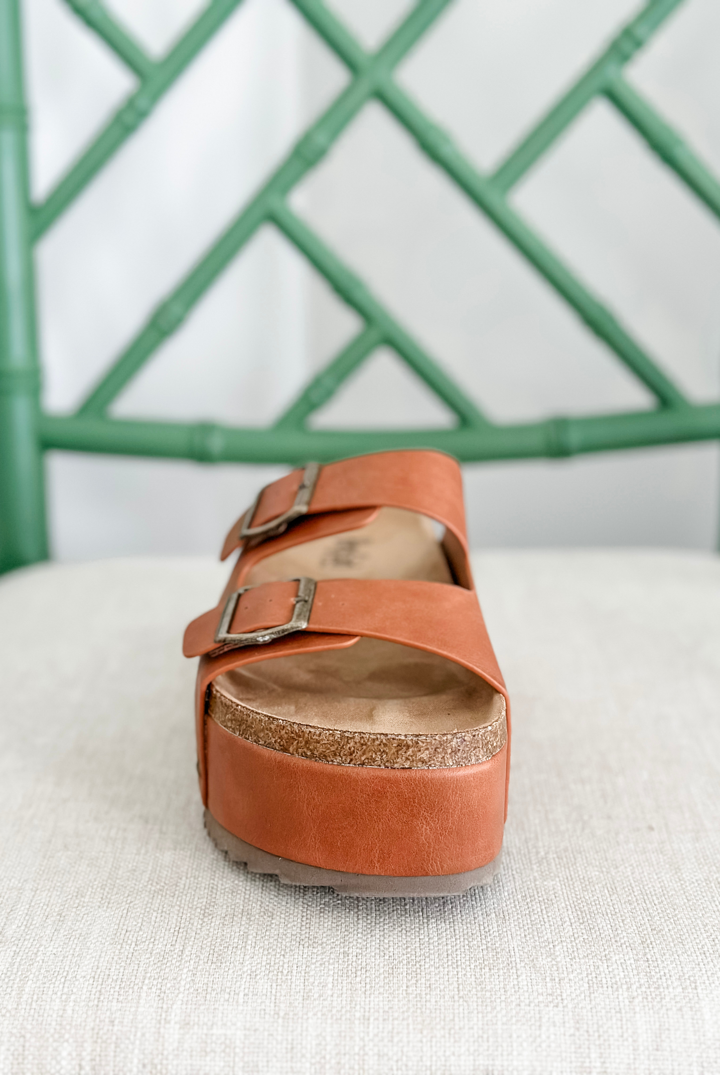 Wanna Be Platform Sandal in Cognac Smooth