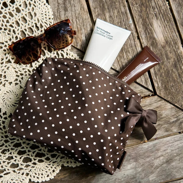 Casemate | Crinkle Make Up Bag in Espresso Polka Dot