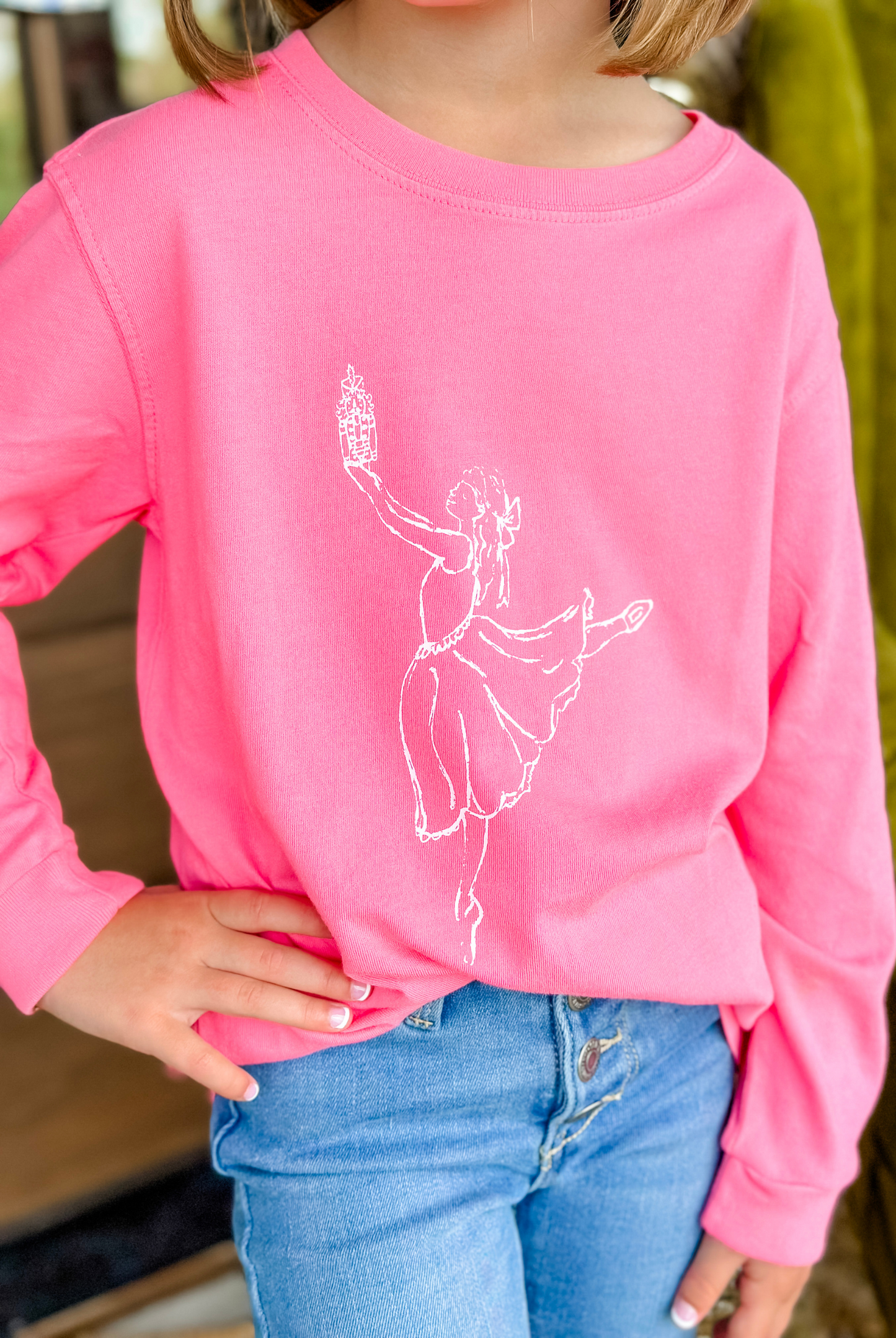 Girl's Pink Nutcracker Ballerina Long Sleeve Tee