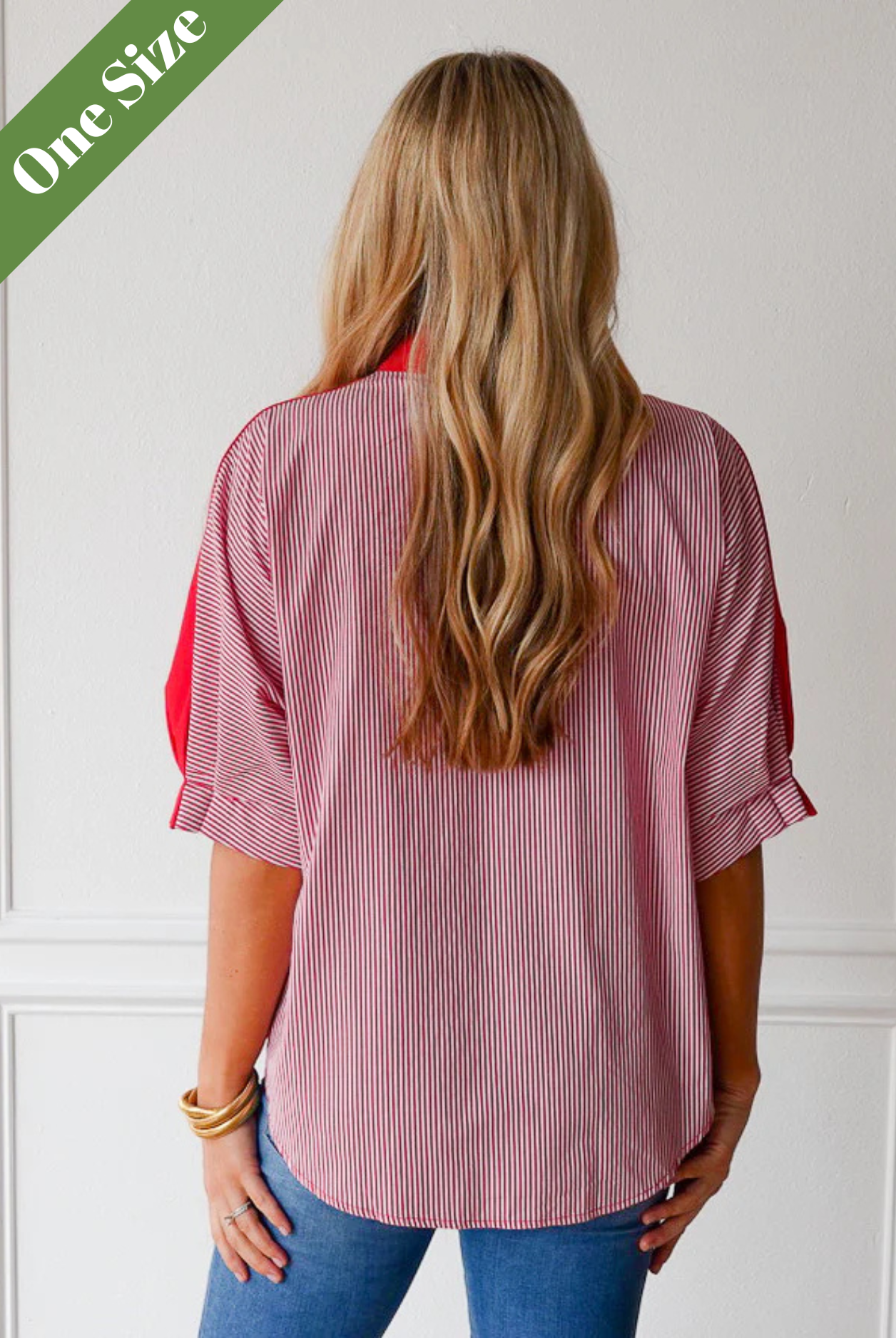 Caryn Lawn Caroline Contrast Top Red Stripe