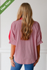 Caryn Lawn Caroline Contrast Top Red Stripe