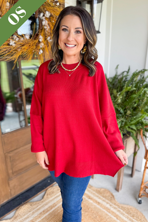 Mud Pie Astrid Ribbed Sweater in Red