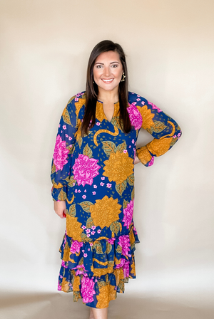 Mud Pie Colleen Floral Snakes Maxi Dress