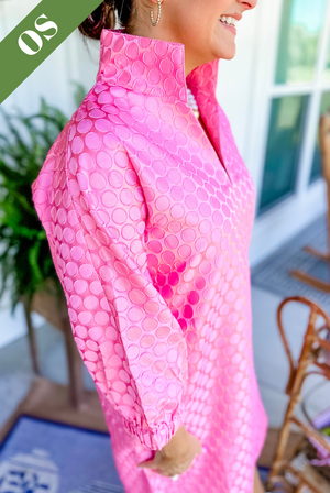 Caryn Lawn Betsy Collar Polkadot Dress in Pink