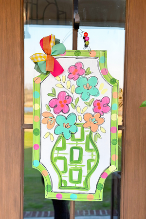 Green Floral Door Hanger